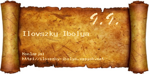 Ilovszky Ibolya névjegykártya